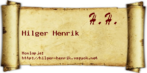 Hilger Henrik névjegykártya